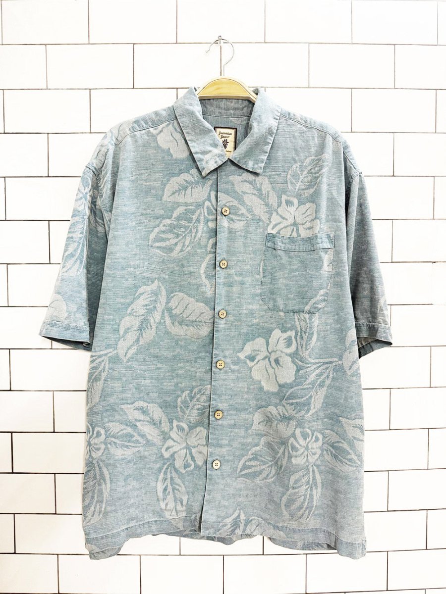 jamaica jaxx 100% silk tropical resort shirt - good market thrift store