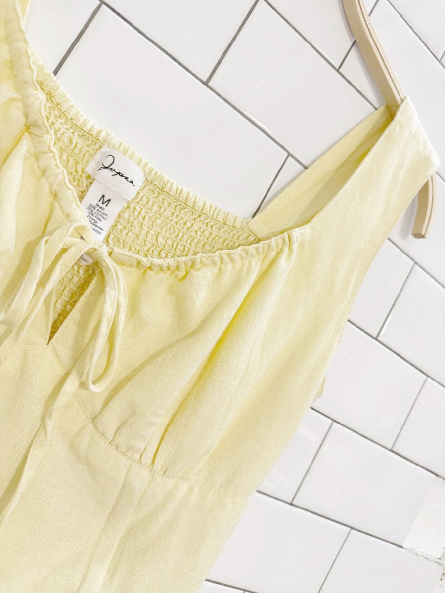 japna flax - blend butter yellow milk maid mini dress - good market thrift store