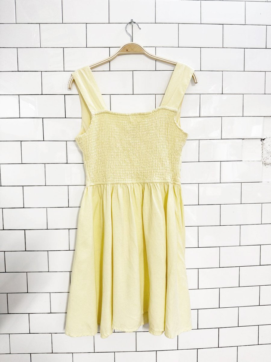 japna flax - blend butter yellow milk maid mini dress - good market thrift store