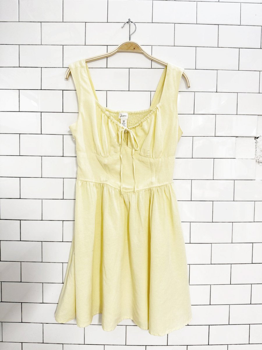 japna flax - blend butter yellow milk maid mini dress - good market thrift store