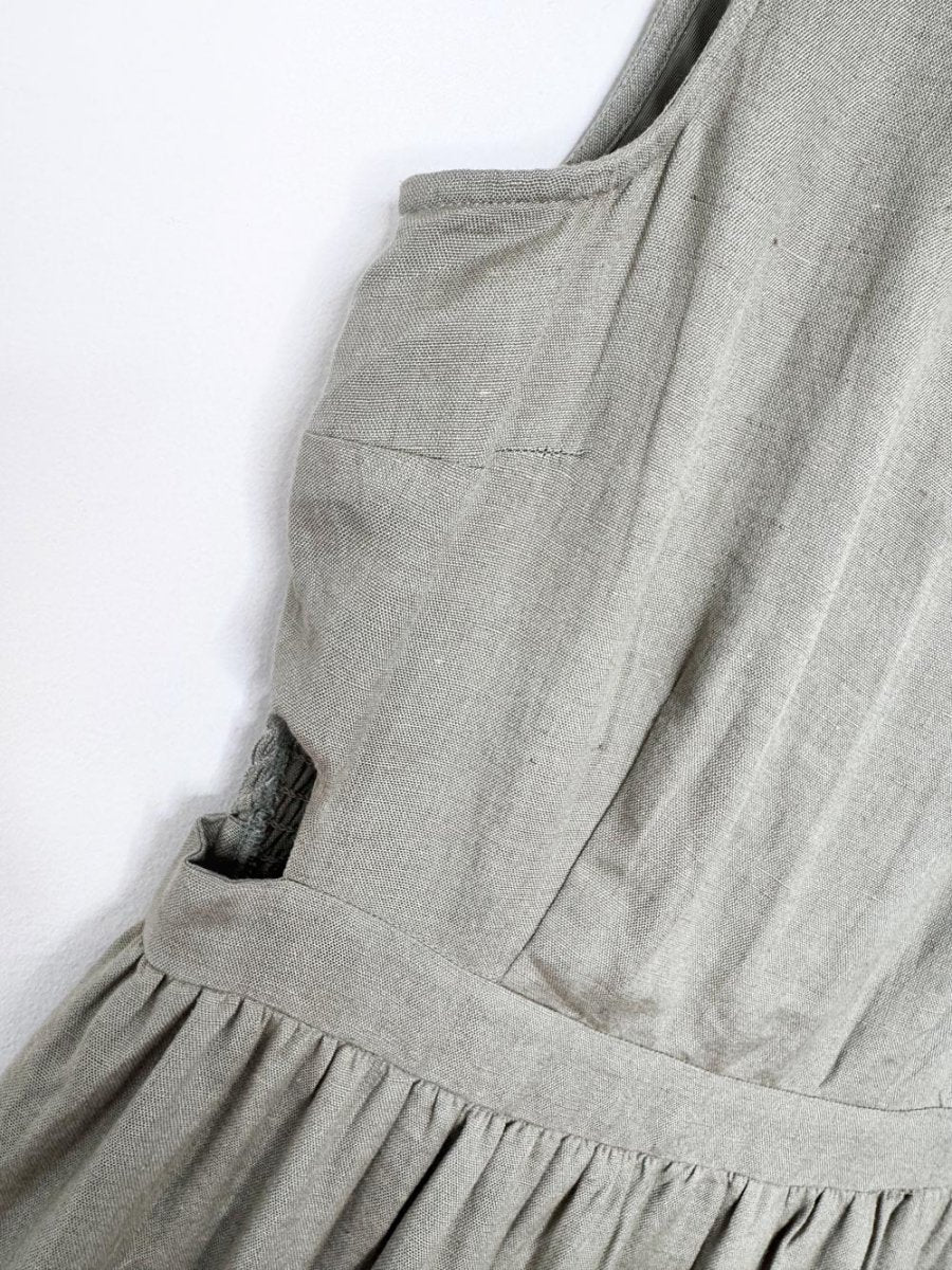 japna linen-blend open back cut out tiered maxi dress - good market thrift store
