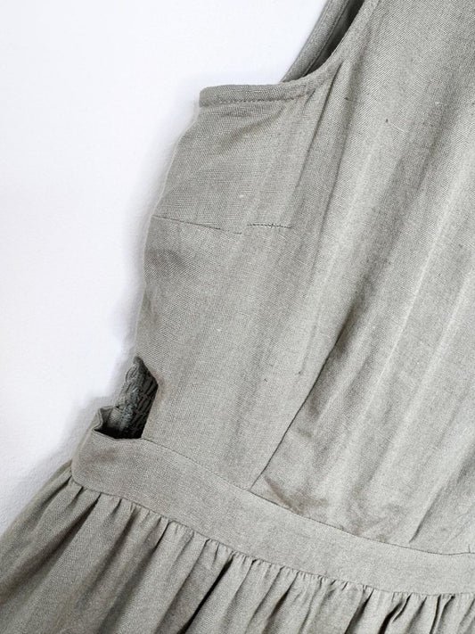 japna linen-blend open back cut out tiered maxi dress - good market thrift store