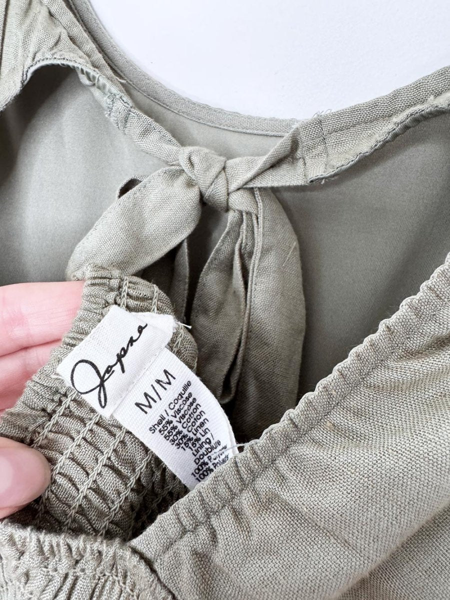 japna linen-blend open back cut out tiered maxi dress - good market thrift store