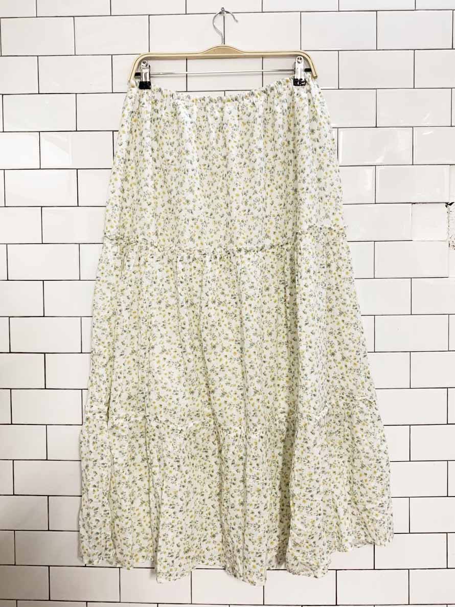 japna prairie tiered floral lined cotton midi maxi skirt - good market thrift store