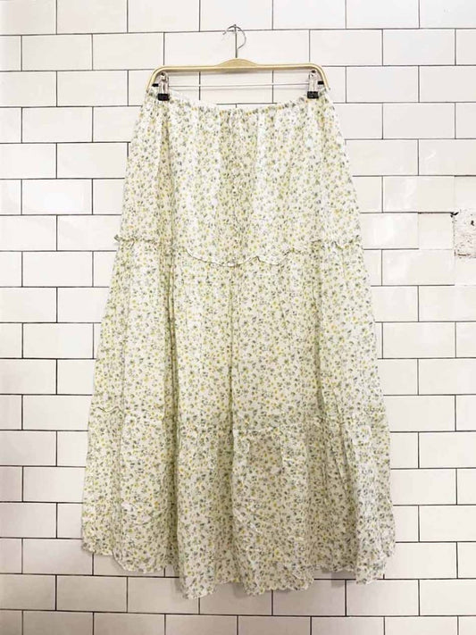 japna prairie tiered floral lined cotton midi maxi skirt - good market thrift store