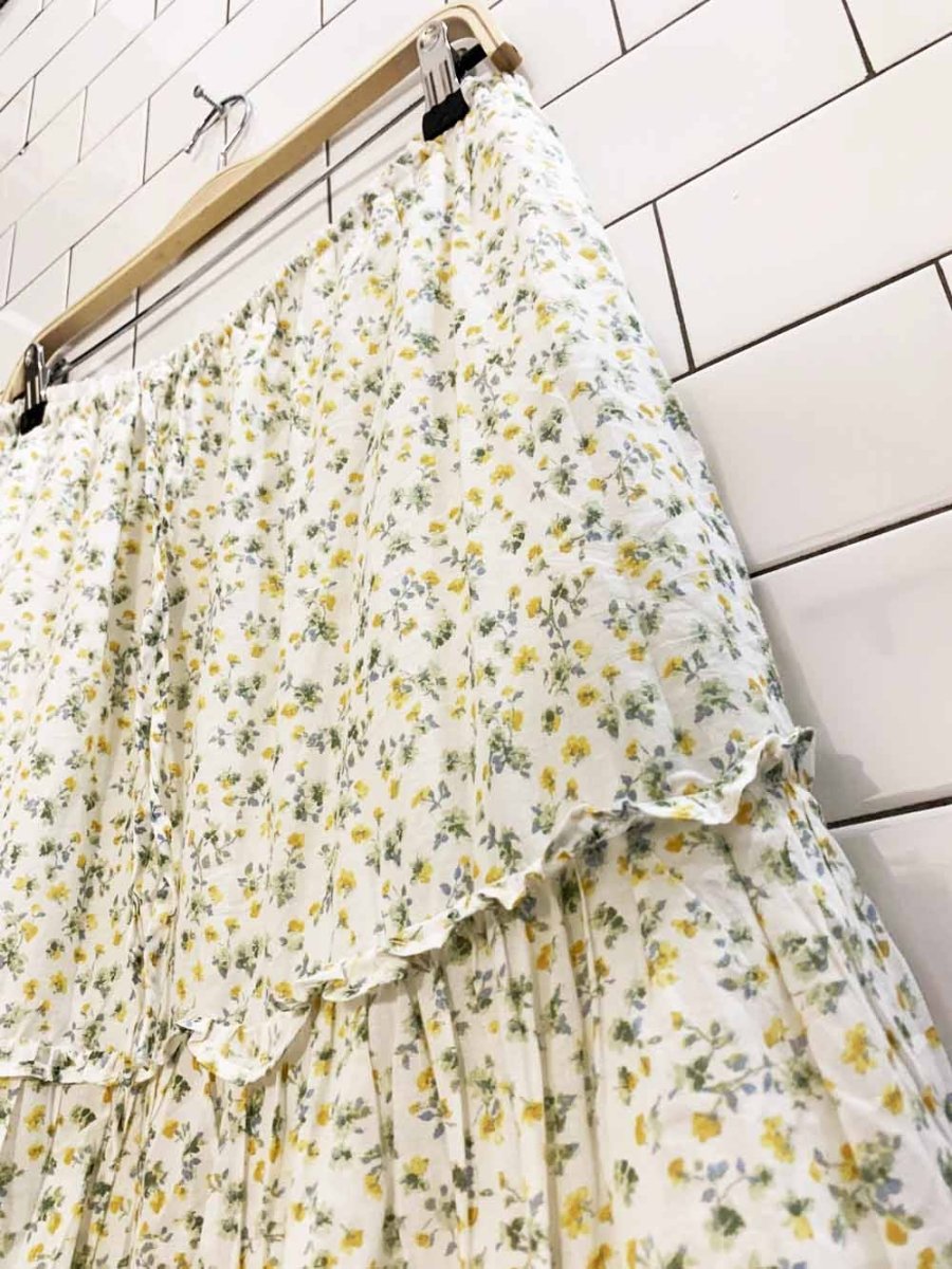japna prairie tiered floral lined cotton midi maxi skirt - good market thrift store
