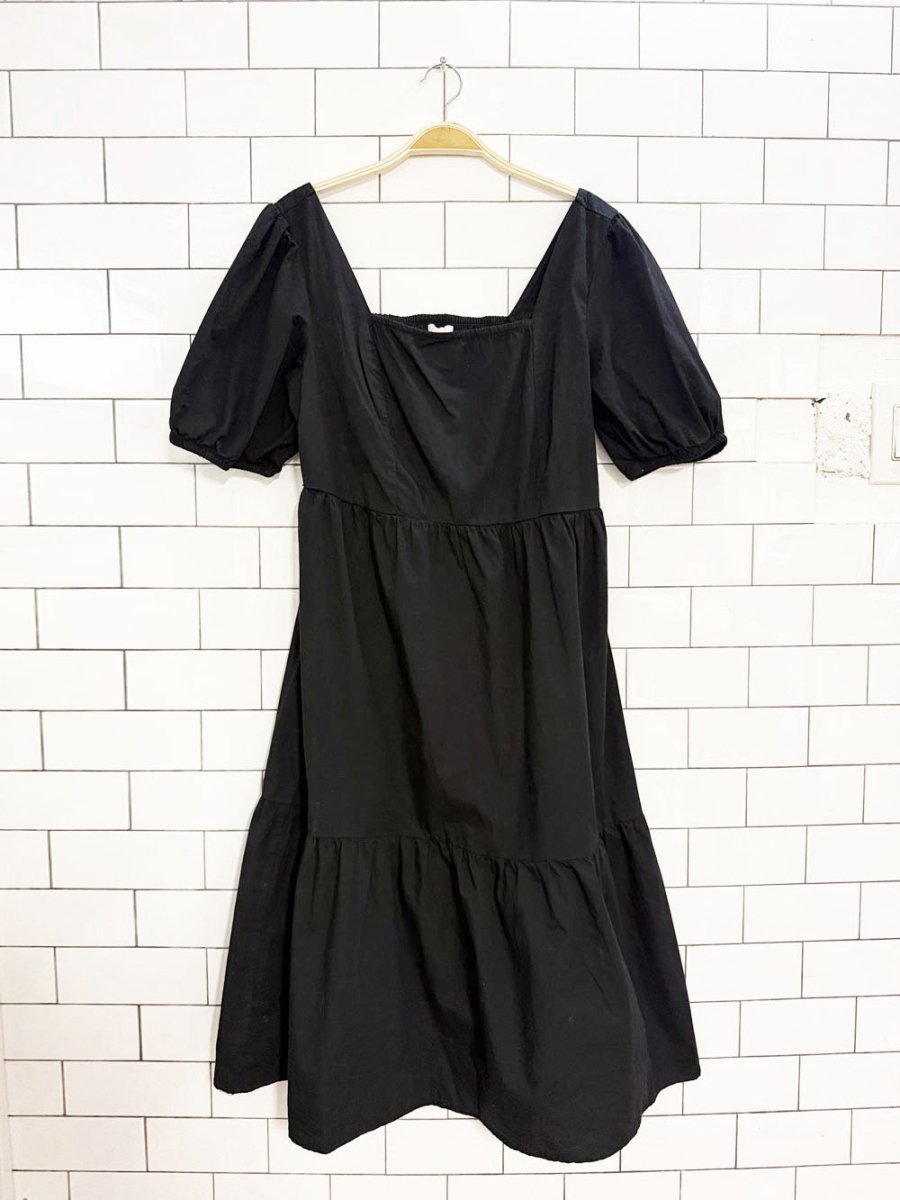 japna puff sleeve tiered midi dress - good market thrift store