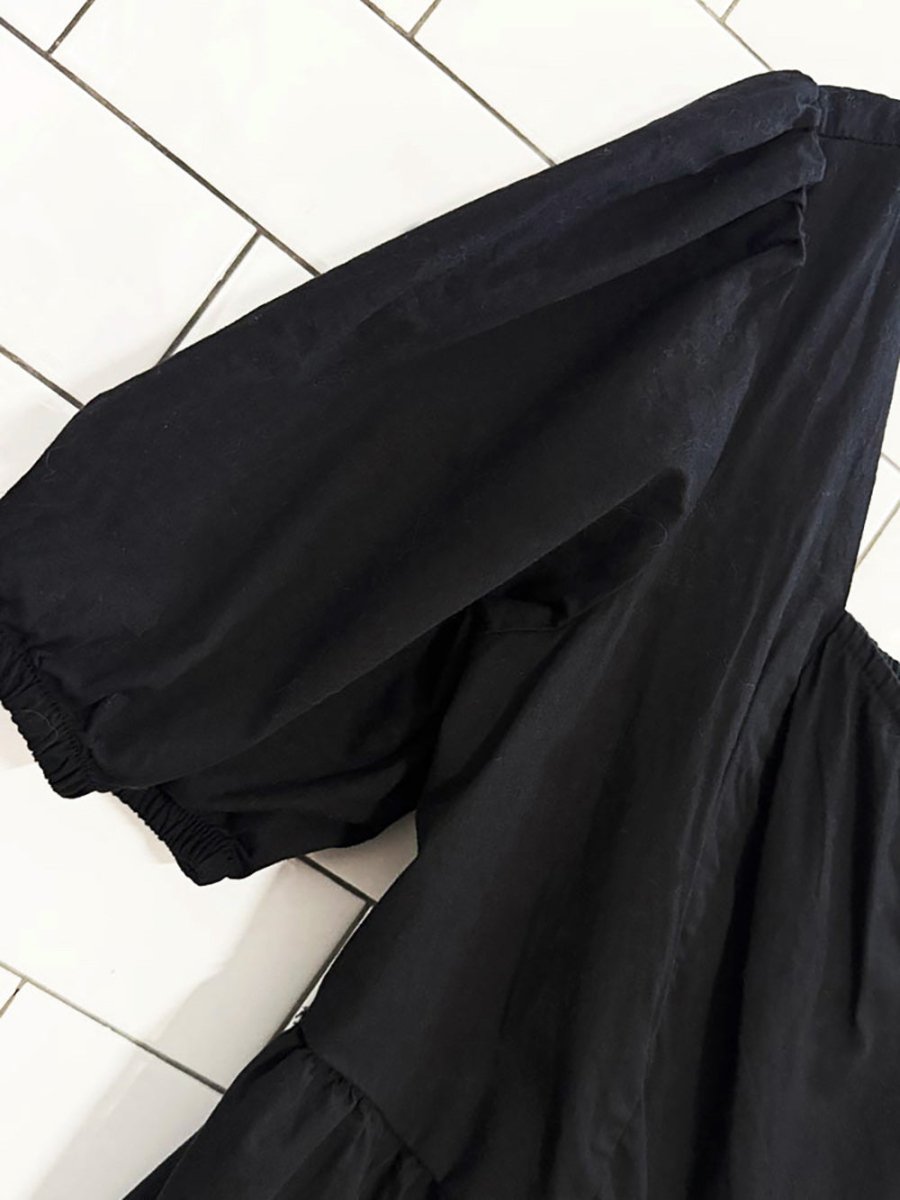 japna puff sleeve tiered midi dress - good market thrift store