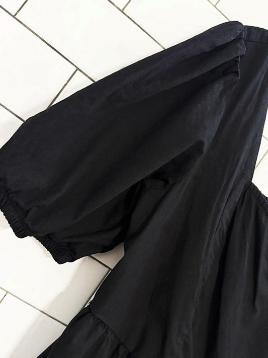 japna puff sleeve tiered midi dress - good market thrift store