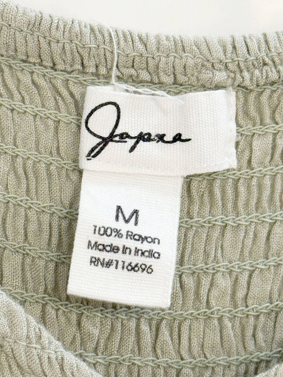 japna smocked ruffle shoulder wide leg jumpsuit - good market thrift store