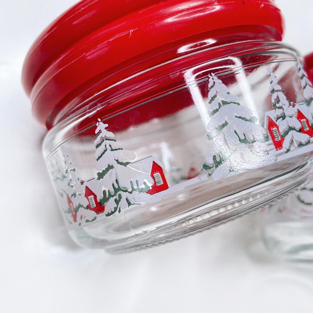 vintage holiday snow scene jars