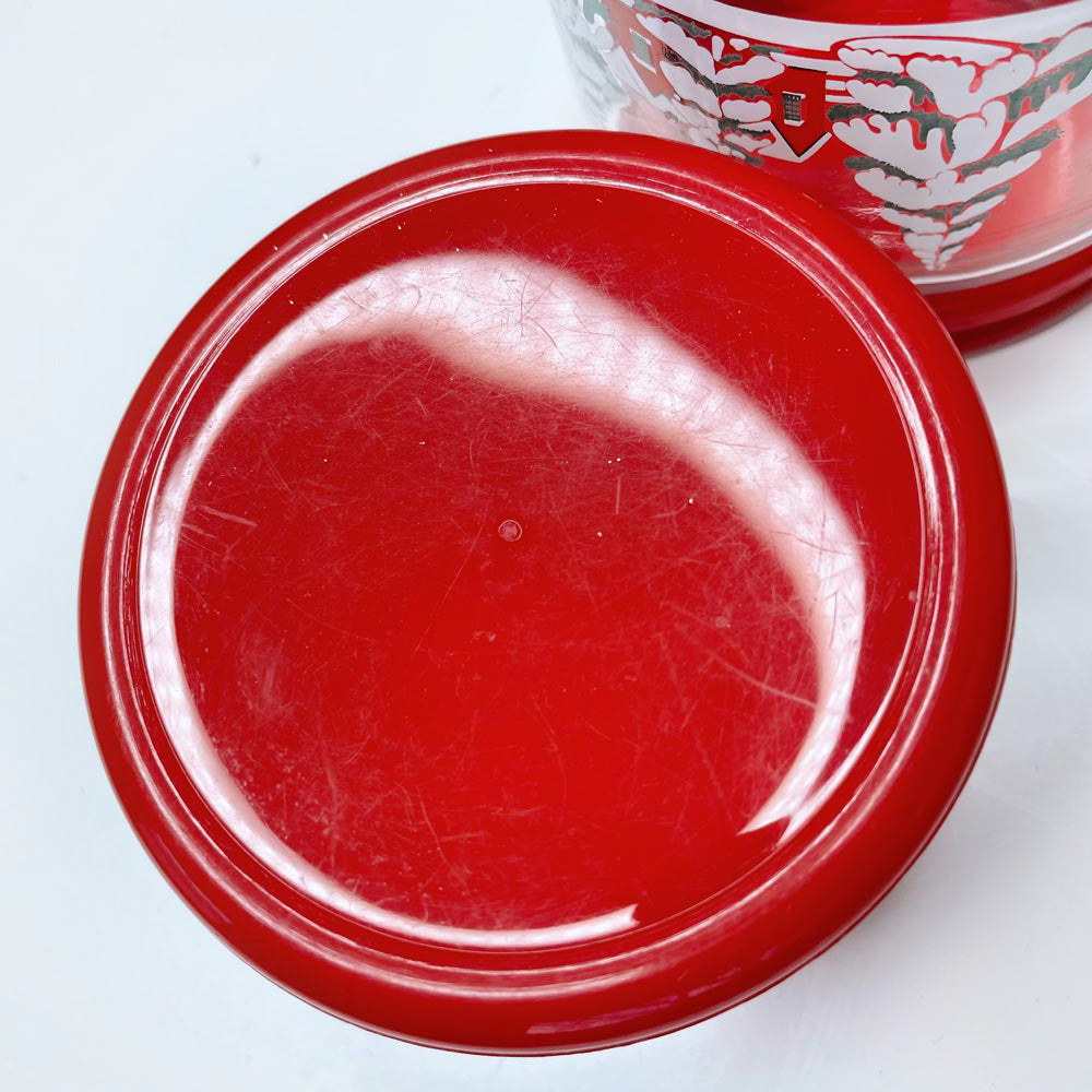 vintage holiday snow scene jars
