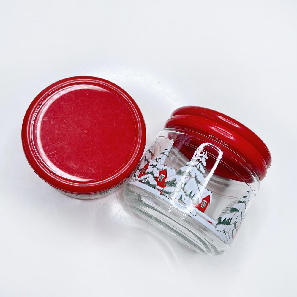 vintage holiday snow scene jars