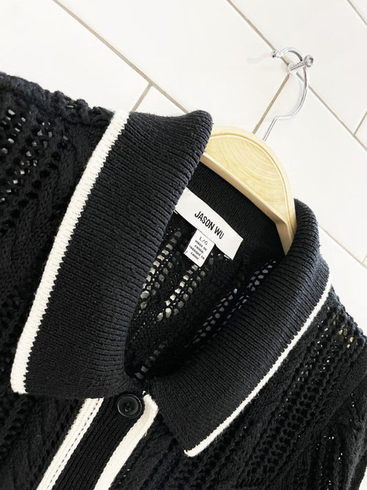 jason wu crochet knit short sleeve resort cardigan - good market thrift store