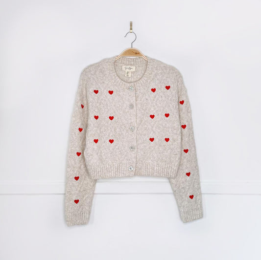 jessica simpson super soft embroidered hearts cardigan