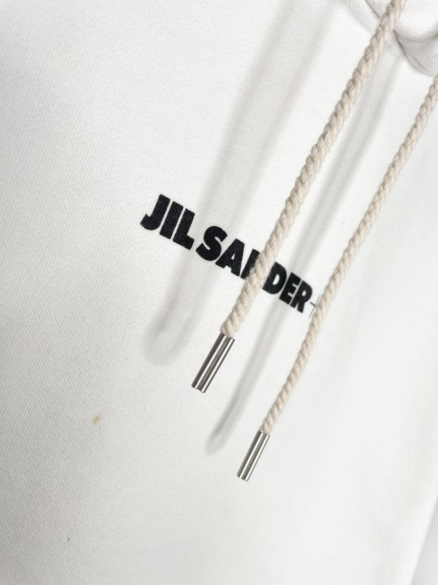 jil sander logo print cotton hoodie - good market thrift store