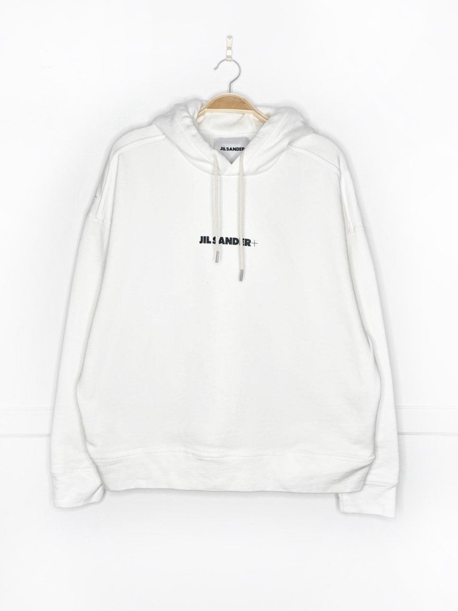 jil sander logo print cotton hoodie - good market thrift store