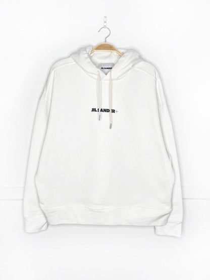 jil sander logo print cotton hoodie - good market thrift store