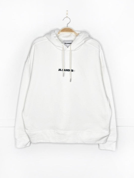 jil sander logo print cotton hoodie - good market thrift store
