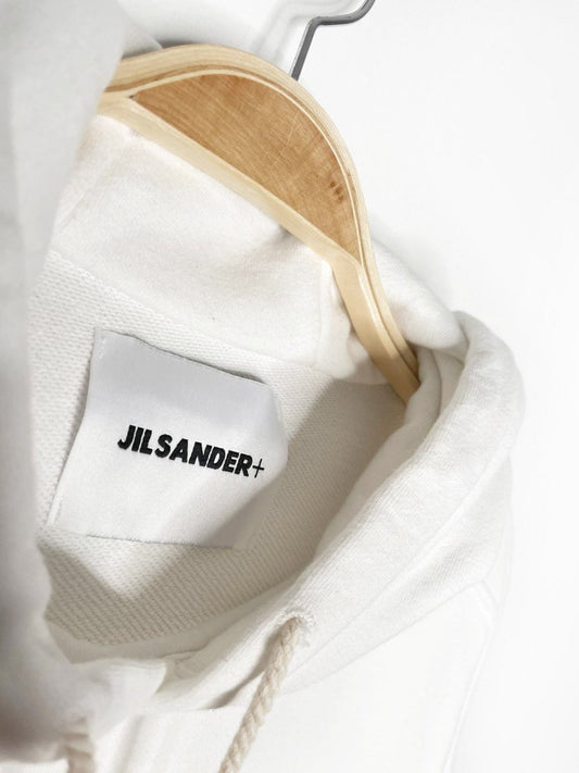 jil sander logo print cotton hoodie - good market thrift store