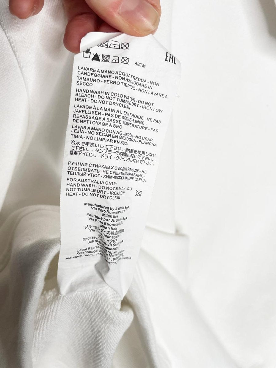 jil sander logo print cotton hoodie - good market thrift store