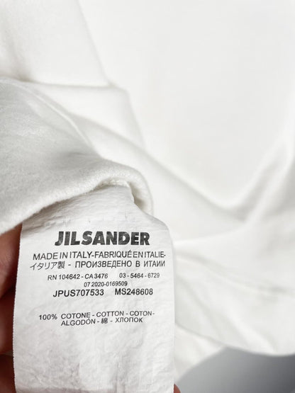 jil sander logo print cotton hoodie - good market thrift store
