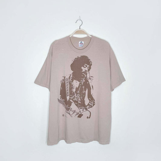 jimi hendrix 2004 brown signed tee - size xl