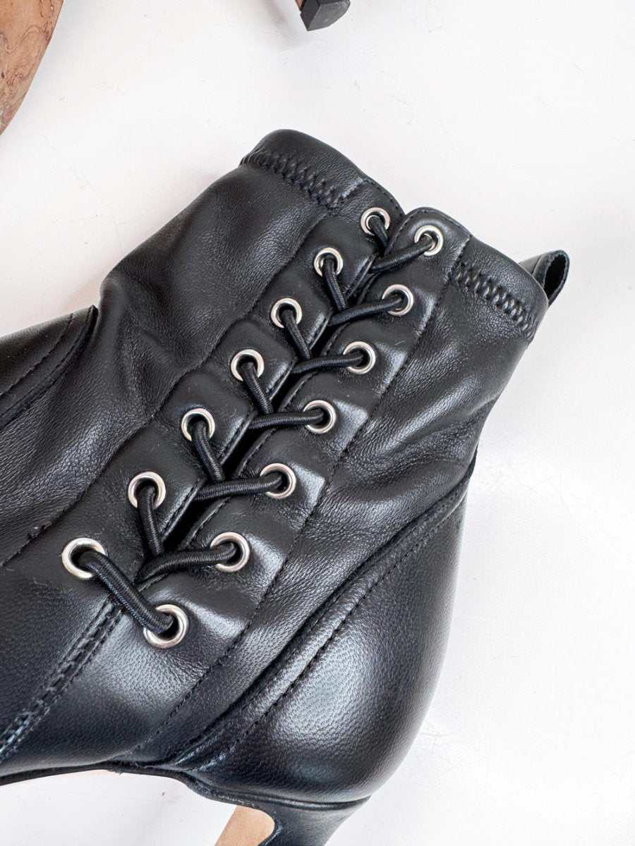 jimmy choo mallory butter leather corset heeled sock boots | made in Italy - good market thrift store