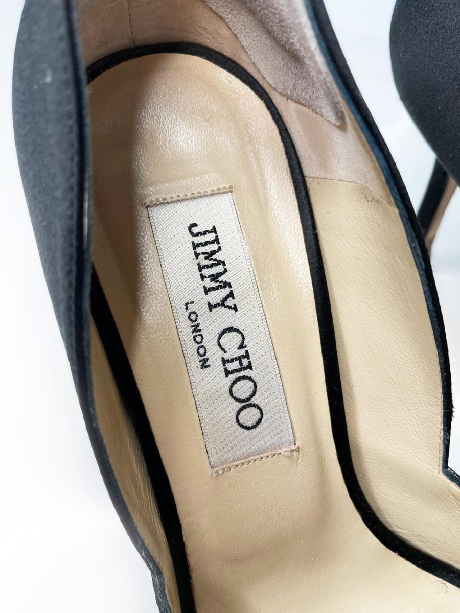 jimmy choo piazza satin brooch peep toe pump - good market thrift store