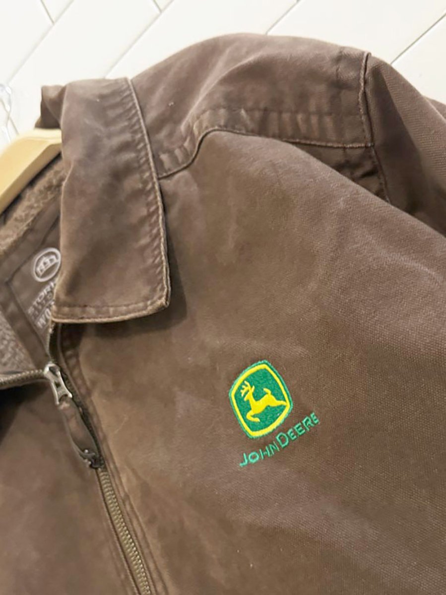 john deere canvas sherpa - lined work jacket - good market thrift store