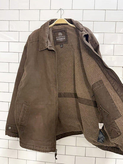 john deere canvas sherpa - lined work jacket - good market thrift store