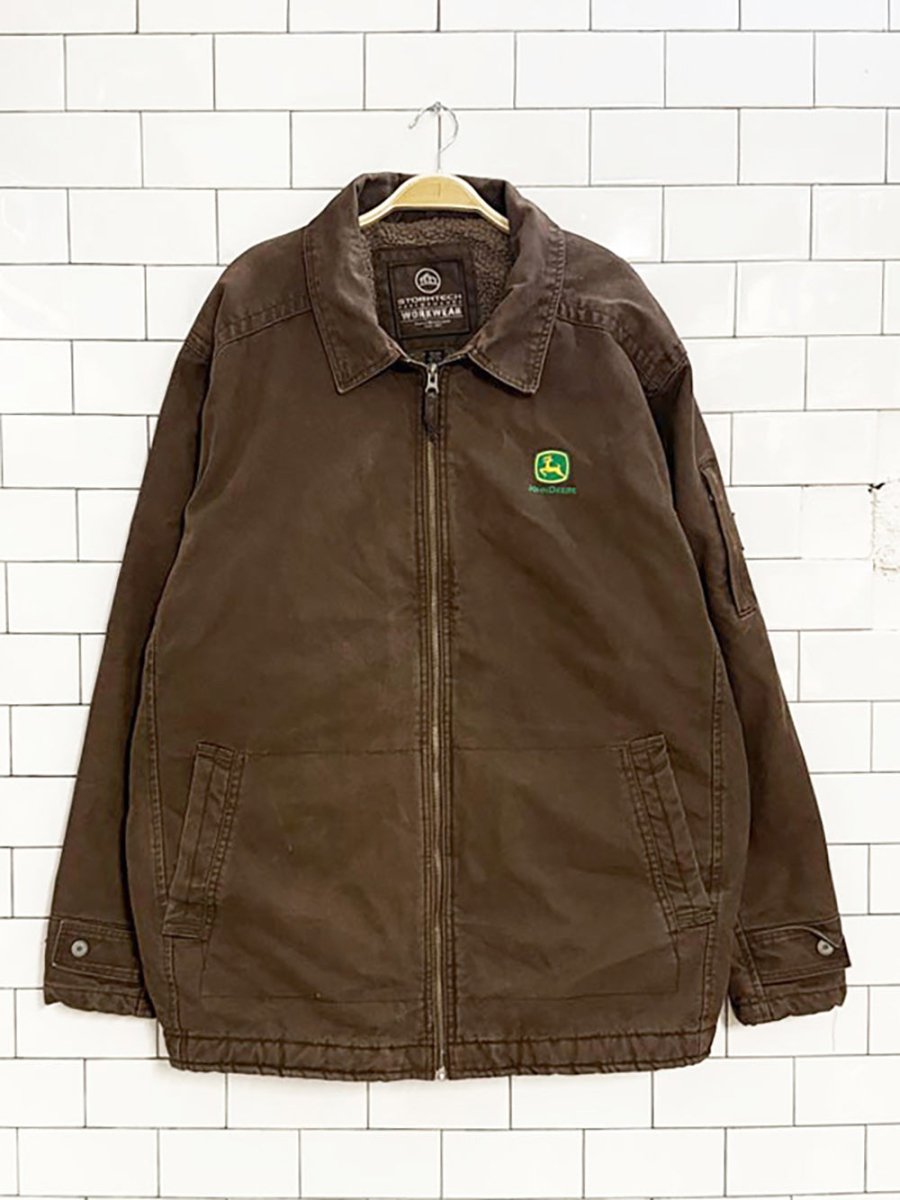 john deere canvas sherpa - lined work jacket - good market thrift store