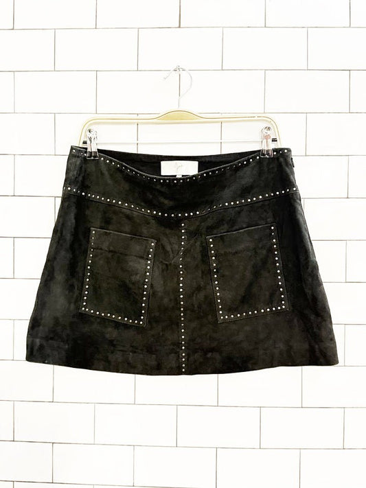 joie soft suede studded mini skirt | leather - good market thrift store