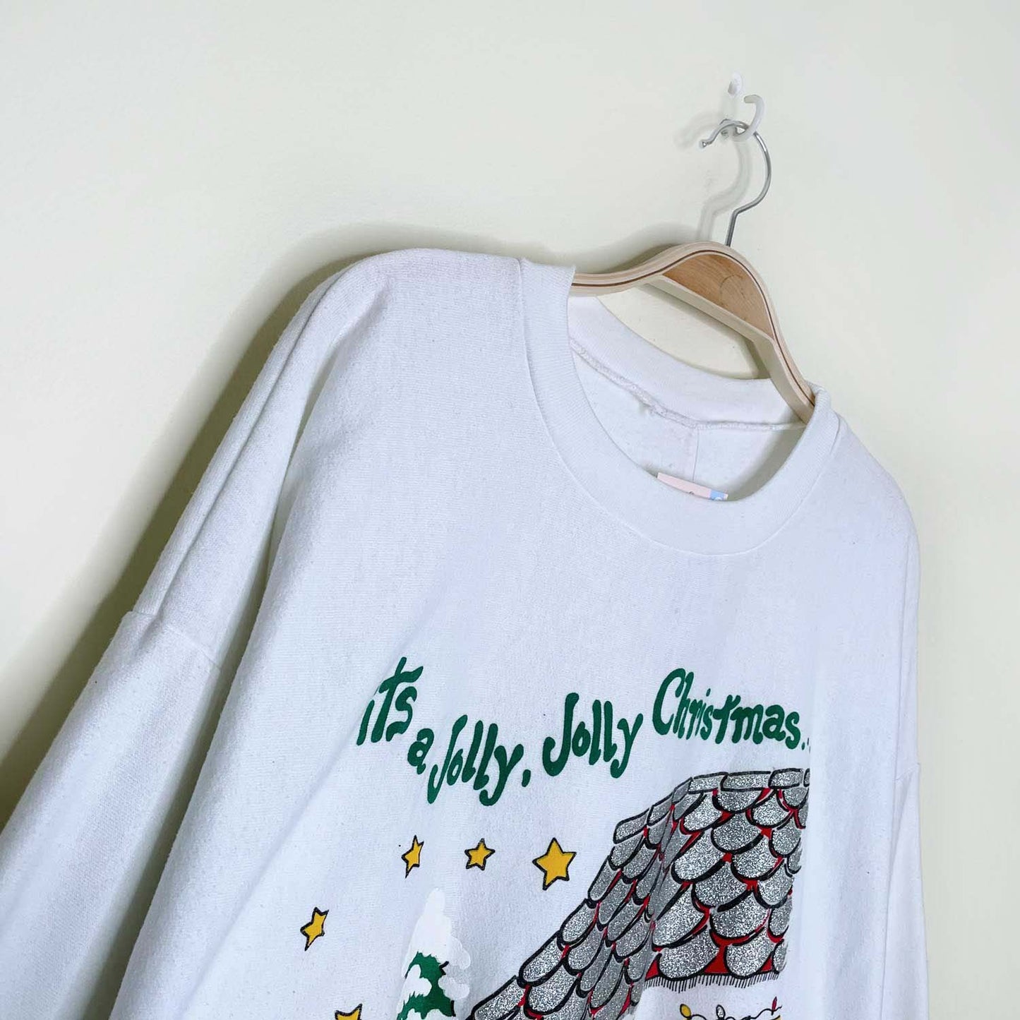 vintage jolly christmas bears puff graphic crew - size med/large