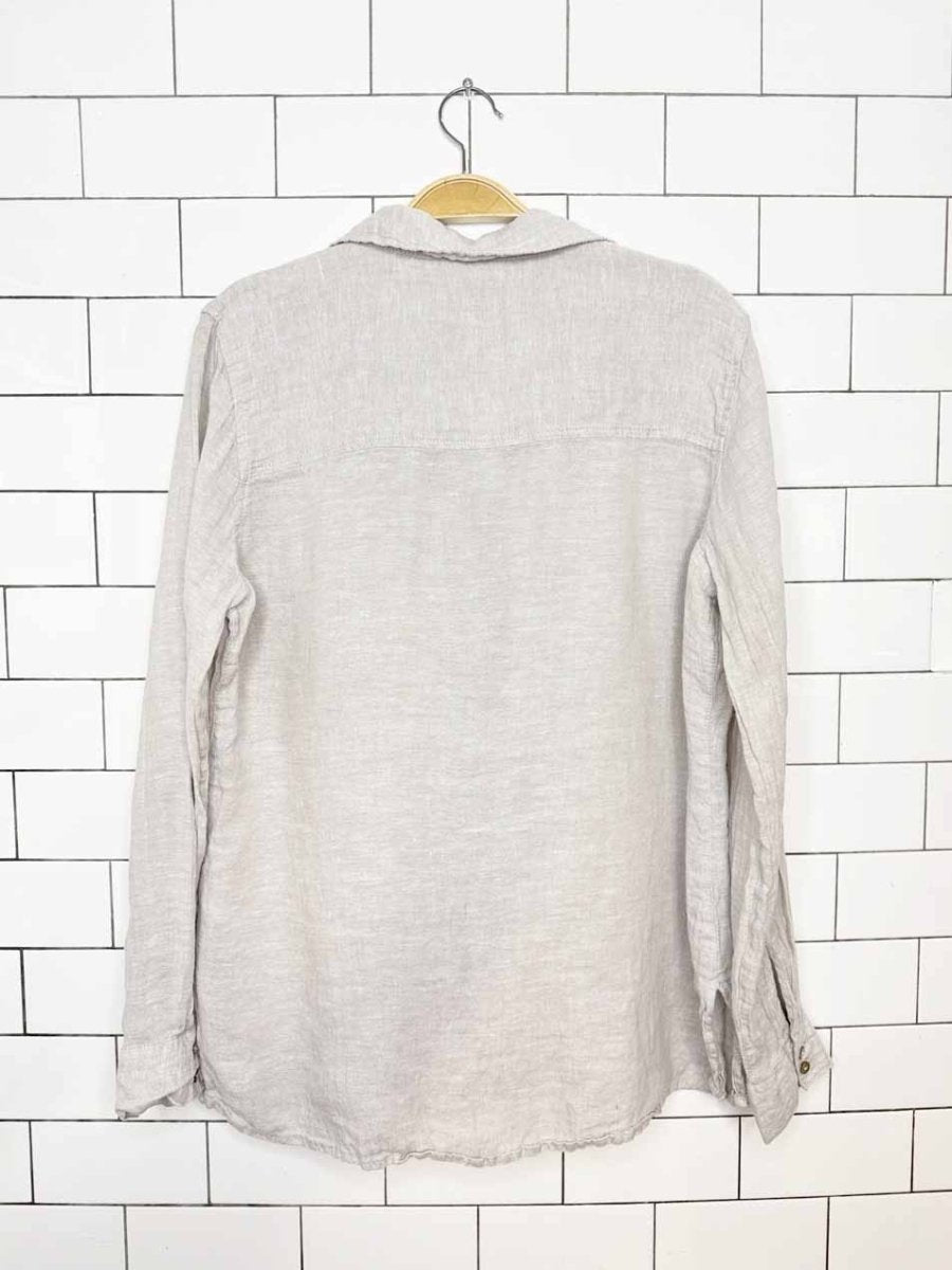 jones new york 100% linen 1/2 button popover shirt - good market thrift store