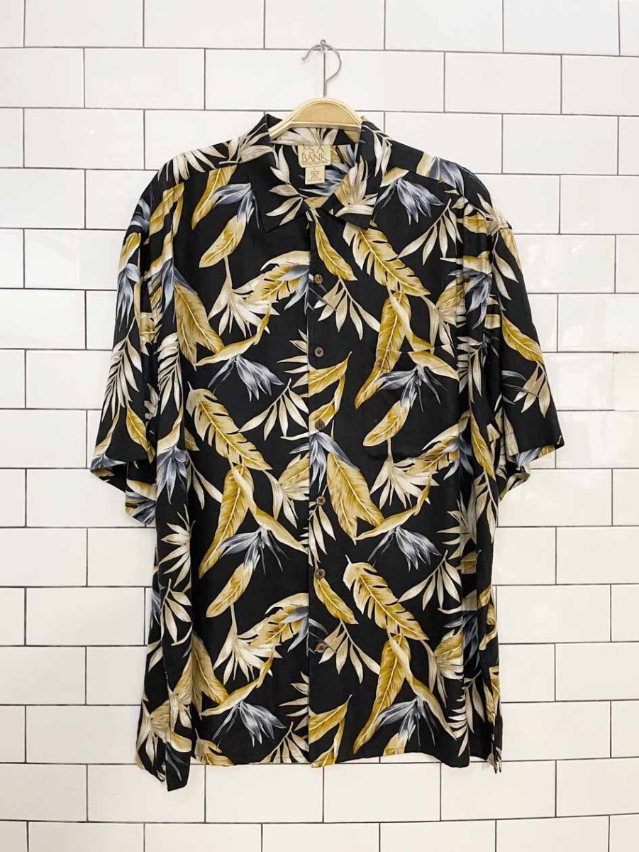 jos a bank 100% silk full button cabana shirt - good market thrift store