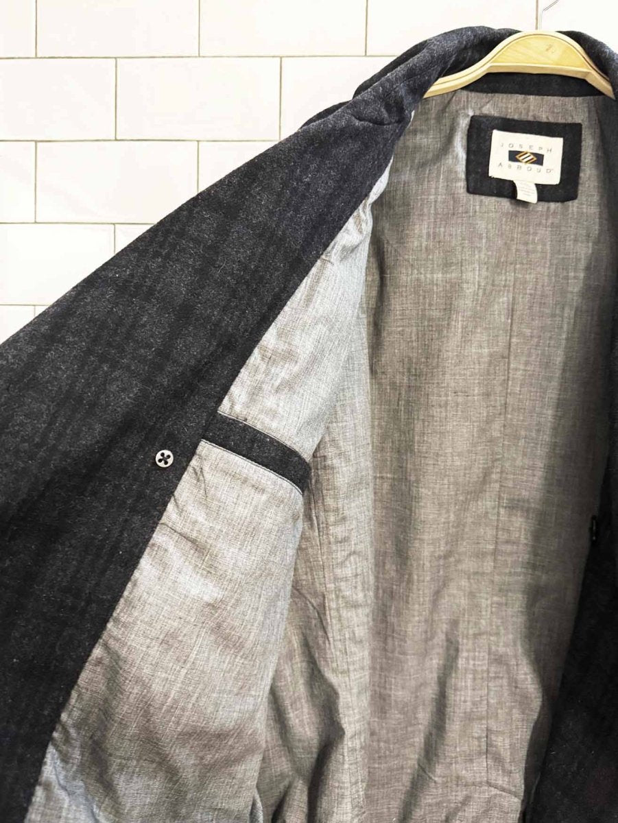 joseph abboud wool - blend plaid double breasted pea coat - good market thrift store