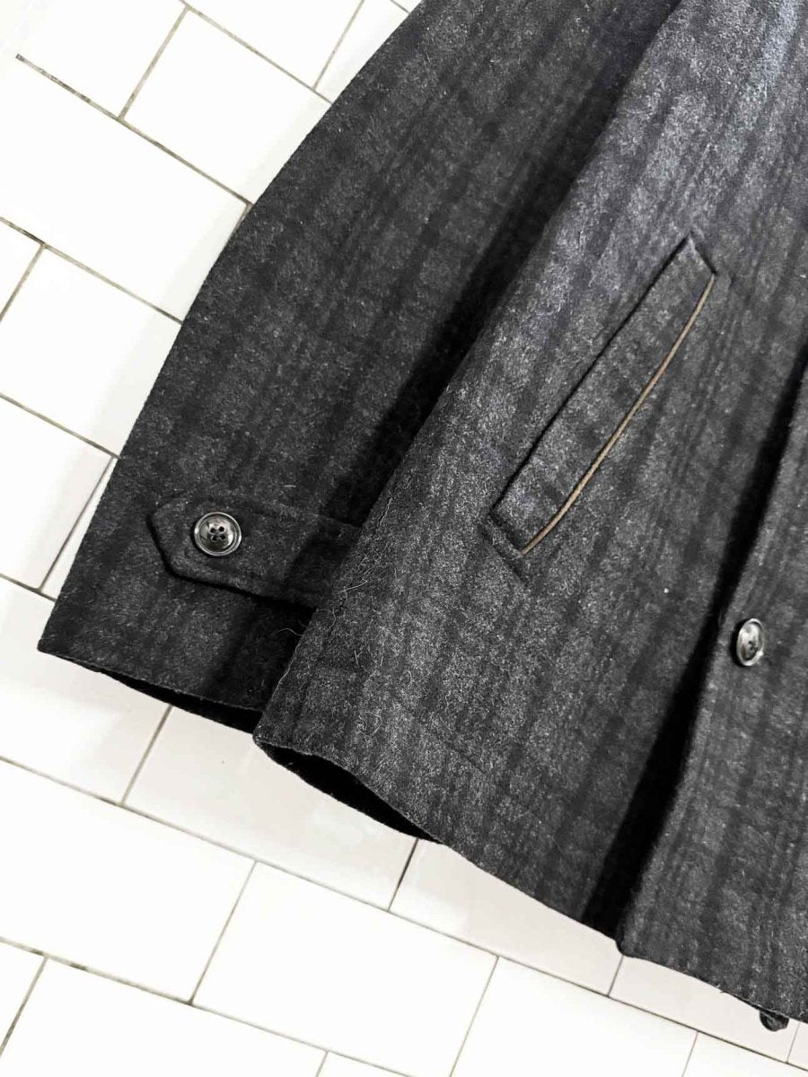 joseph abboud wool - blend plaid double breasted pea coat - good market thrift store