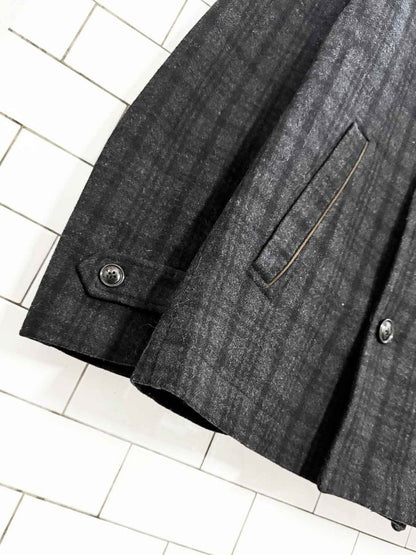 joseph abboud wool - blend plaid double breasted pea coat - good market thrift store