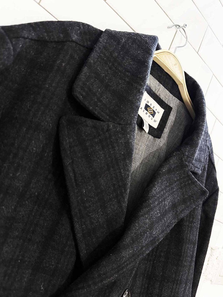 joseph abboud wool - blend plaid double breasted pea coat - good market thrift store