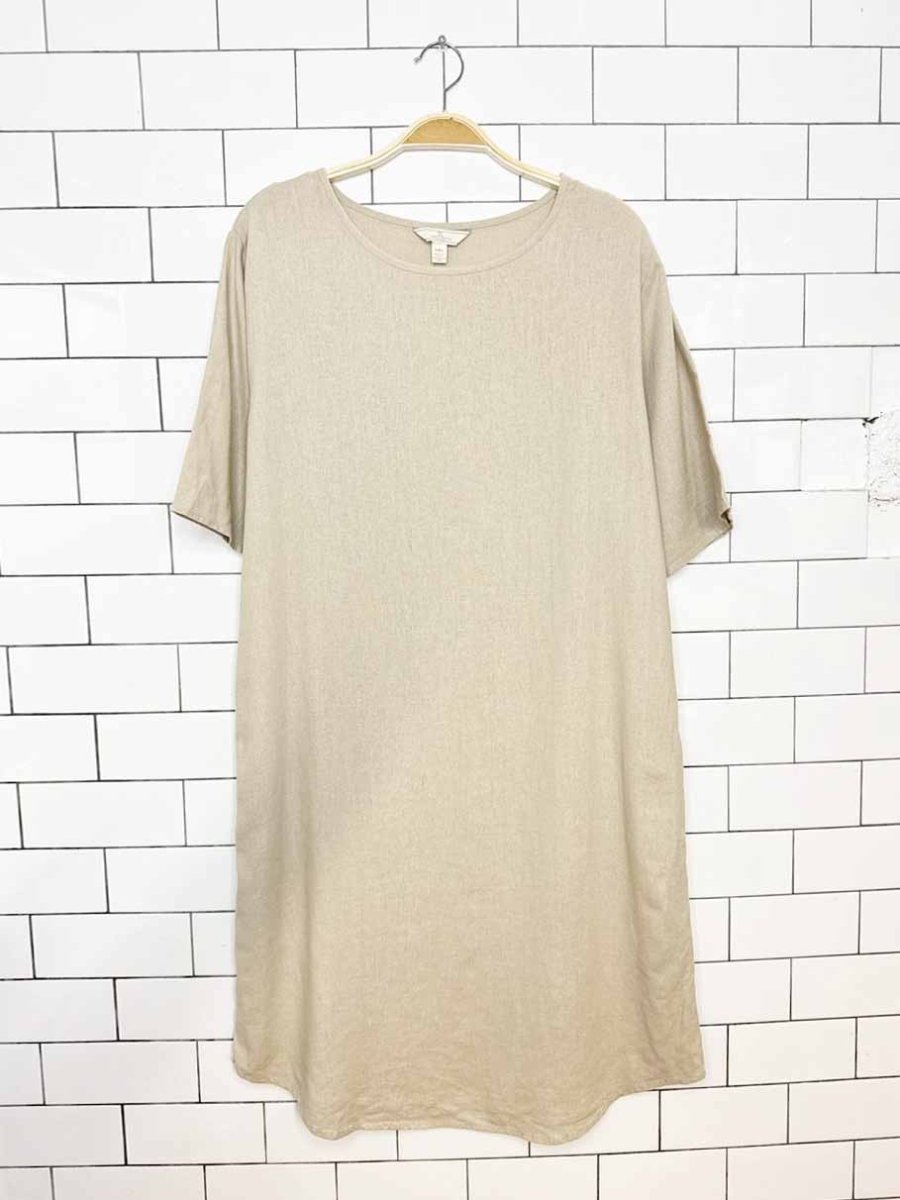 jules & leopold linen-blend boxy midi t-shirt dress - good market thrift store