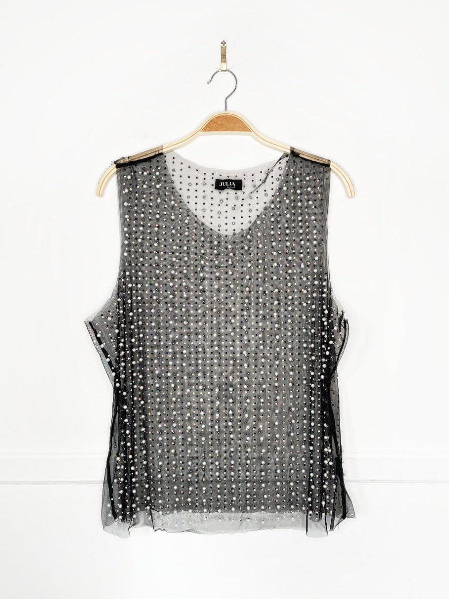 julia by love j pearl embellished sheer holiday tank - good market thrift store