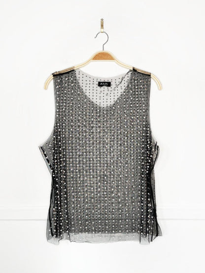 julia by love j pearl embellished sheer holiday tank - good market thrift store