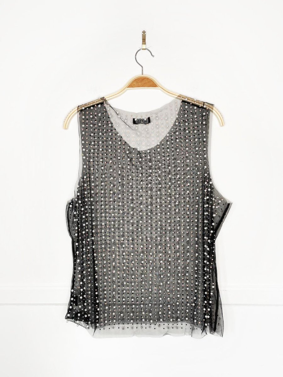 julia by love j pearl embellished sheer holiday tank - good market thrift store