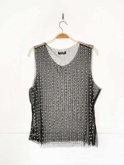 julia by love j pearl embellished sheer holiday tank - good market thrift store