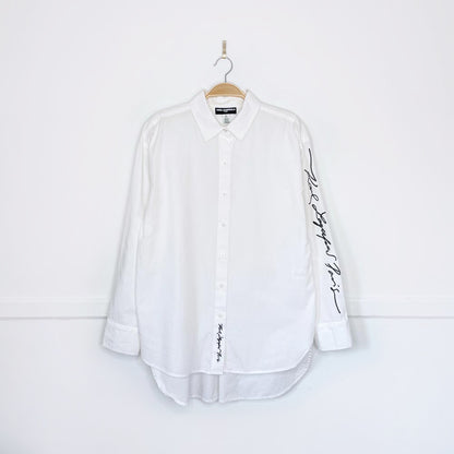 karl lagerfeld oversized scripted white shirt