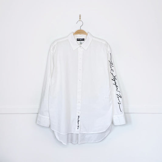 karl lagerfeld oversized scripted white shirt