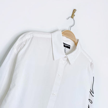 karl lagerfeld oversized scripted white shirt