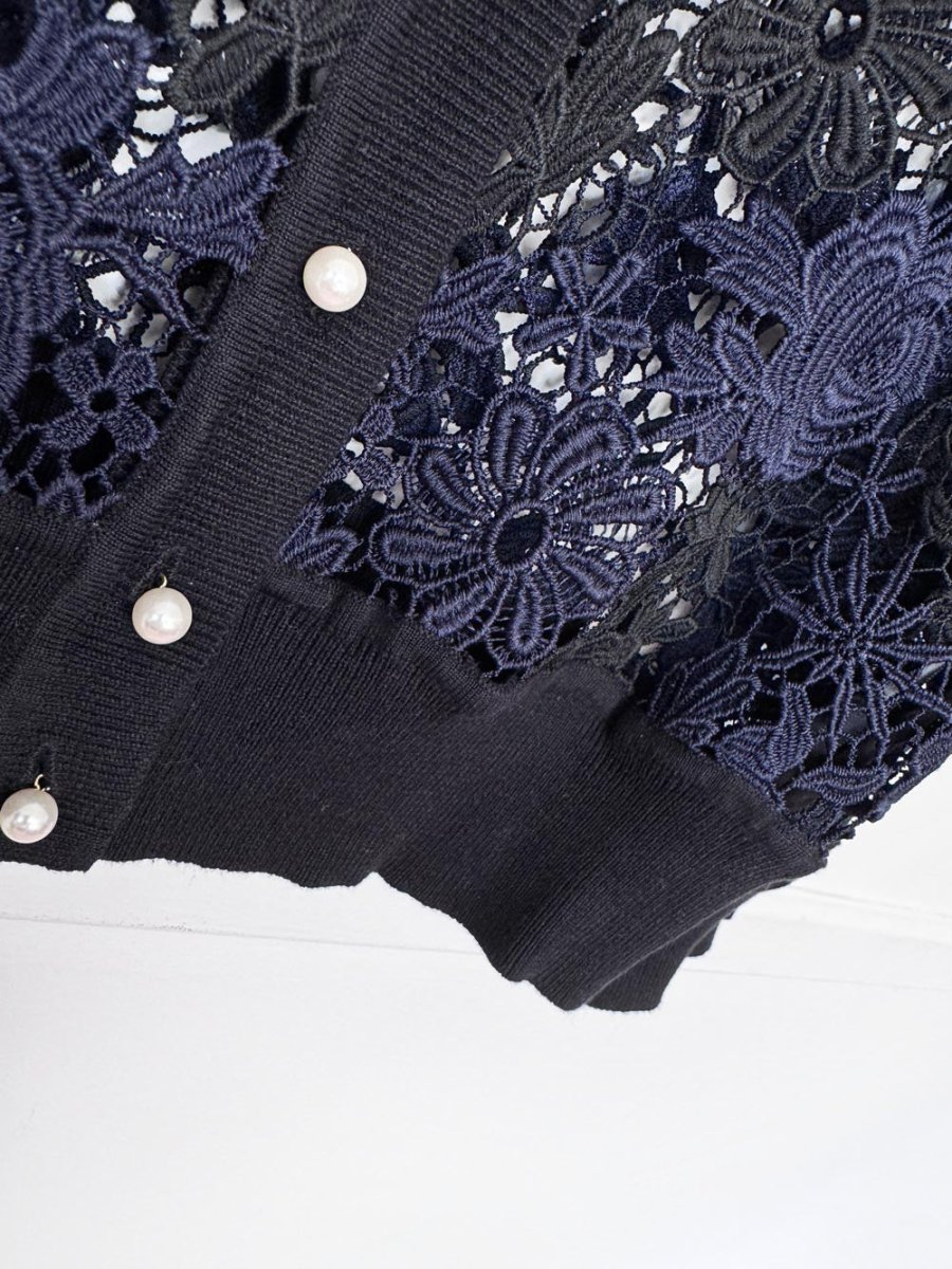 karl lagerfeld floral mesh lace cardigan - good market thrift store