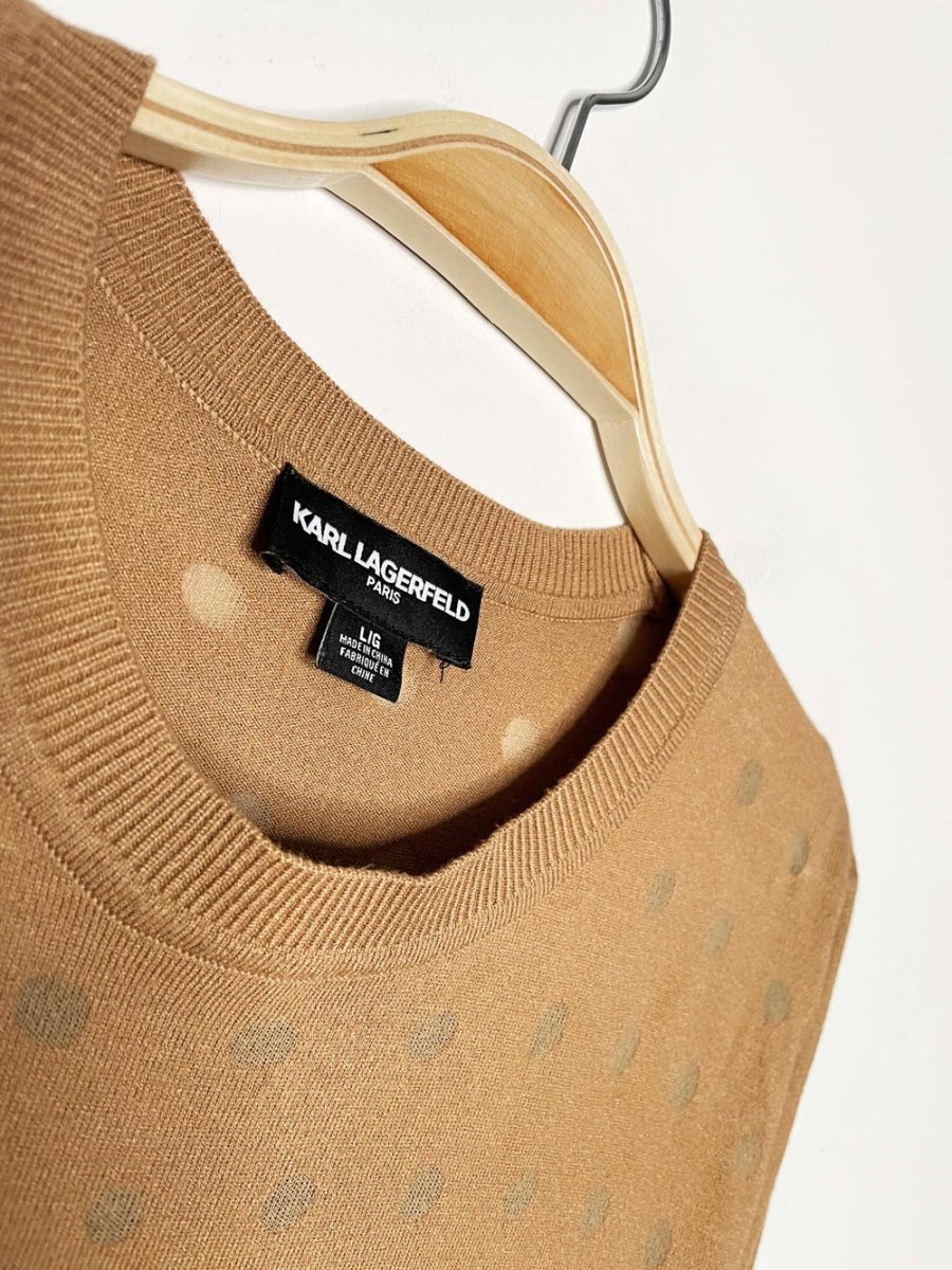 karl lagerfeld sheer polka dot knit sweater - good market thrift store